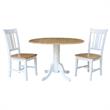42 in. Wood Drop Leaf Table with 2 San Remo Splatback Chairs in White/Natural