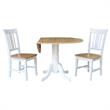 42 in. Wood Drop Leaf Table with 2 San Remo Splatback Chairs in White/Natural