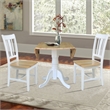 42 in. Wood Drop Leaf Table with 2 San Remo Splatback Chairs in White/Natural