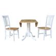 42 in. Wood Drop Leaf Table with 2 San Remo Splatback Chairs in White/Natural
