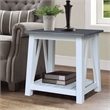 Surrey Solid Wood Side Table with Shelf in White/Heather Gray