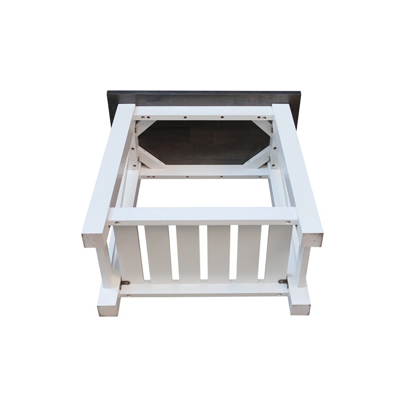 Surrey Solid Wood Side Table with Shelf in White/Heather Gray