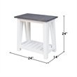 Surrey Solid Wood Side Table with Shelf in White/Heather Gray