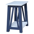 Surrey Solid Wood Side Table with Shelf in Blue/Antiqued Chalk