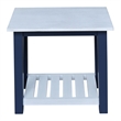 Surrey Solid Wood Side Table with Shelf in Blue/Antiqued Chalk