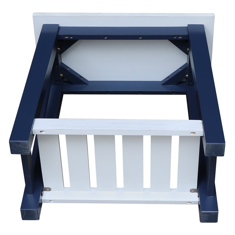 Surrey Solid Wood Side Table with Shelf in Blue/Antiqued Chalk