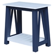 Surrey Solid Wood Side Table with Shelf in Blue/Antiqued Chalk
