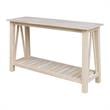 International Concepts Surrey Solid Wood Console/Sofa Table - Unfinished