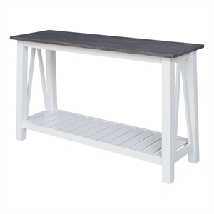 Surrey Solid Wood Console/Sofa Table in White/Heather Gray