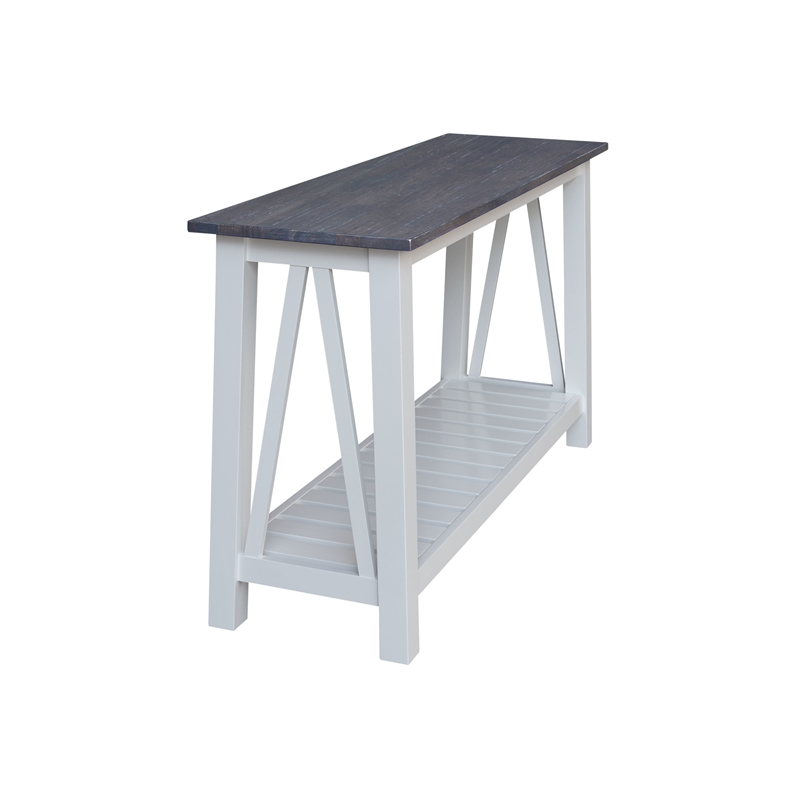 Surrey Solid Wood Console/Sofa Table in White/Heather Gray