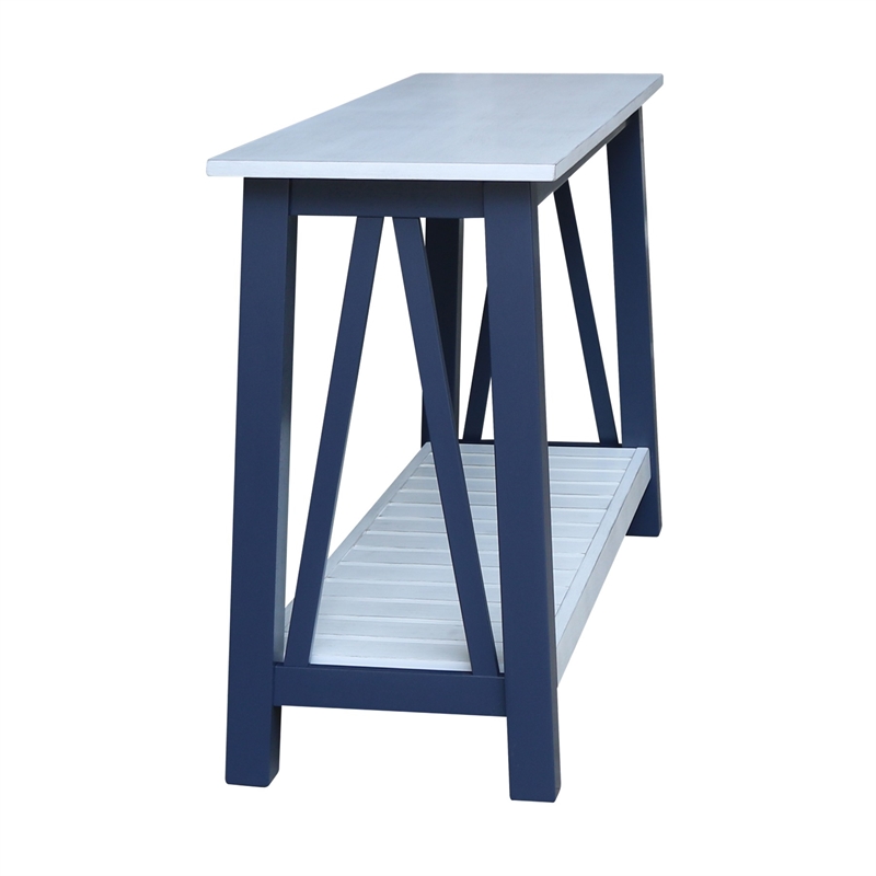 Surrey Solid Wood Console/Sofa Table in Blue/Antiqued Chalk