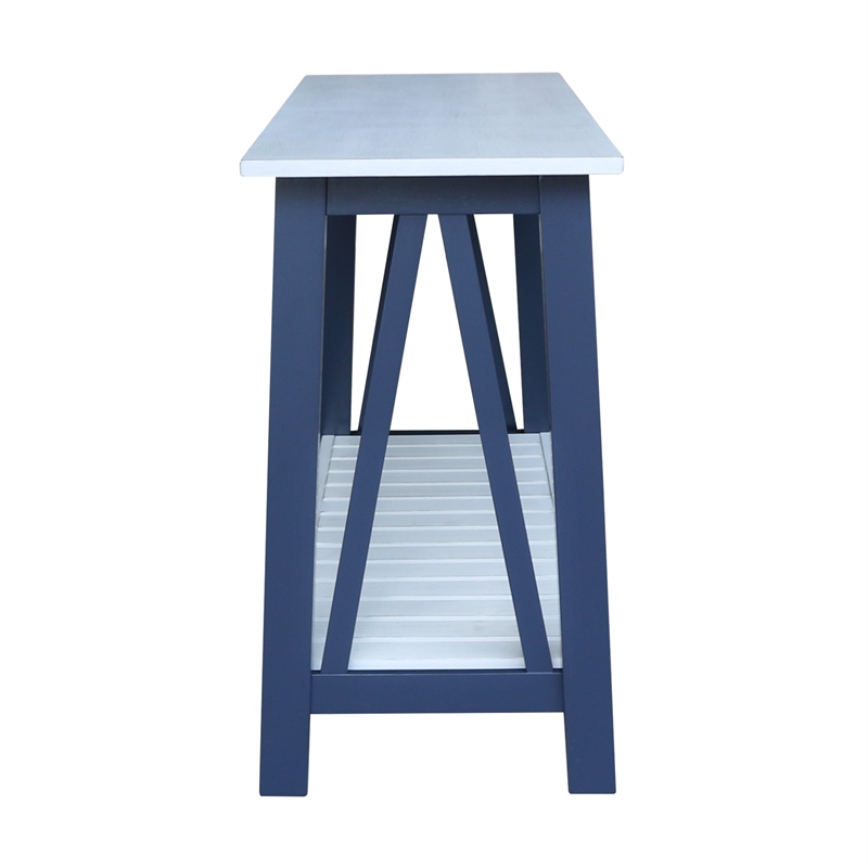 Surrey Solid Wood Console/Sofa Table in Blue/Antiqued Chalk