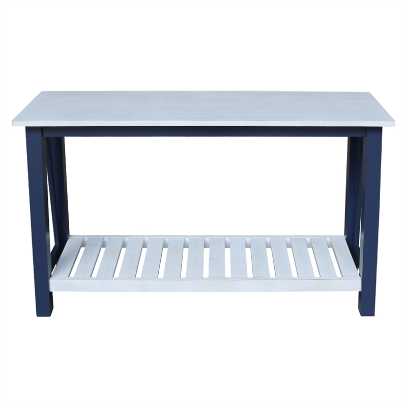 Surrey Solid Wood Console/Sofa Table in Blue/Antiqued Chalk