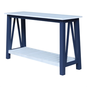 Surrey Solid Wood Console/Sofa Table in Blue/Antiqued Chalk