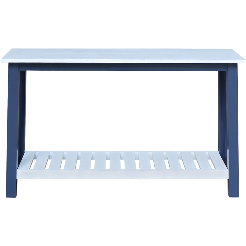 Surrey Solid Wood Console/Sofa Table in Blue/Antiqued Chalk