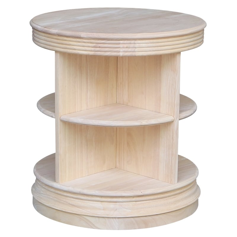 International Concepts Library Round Solid Wood End Table - Unfinished