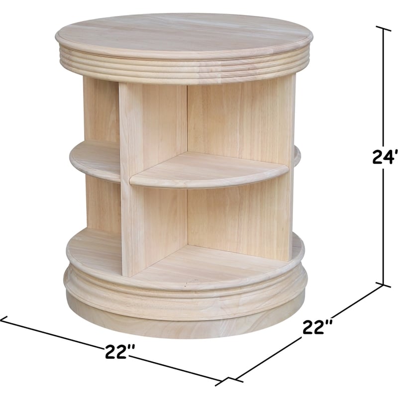 International Concepts Library Round Solid Wood End Table - Unfinished