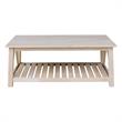 International Concepts Surrey Solid Wood Coffee Table with Shelf - Unfinished