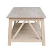International Concepts Surrey Solid Wood Coffee Table with Shelf - Unfinished