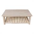 International Concepts Surrey Solid Wood Coffee Table with Shelf - Unfinished