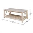 International Concepts Surrey Solid Wood Coffee Table with Shelf - Unfinished