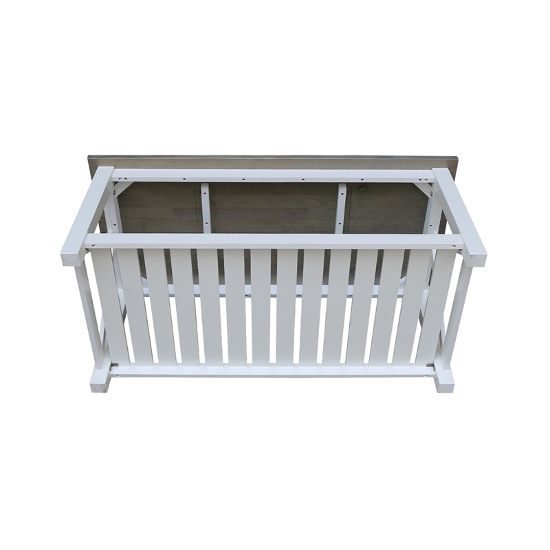 Surrey Solid Wood Coffee Table with Shelf - White/Heather Gray