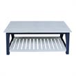 Surrey Solid Wood Coffee Table with Shelf - Blue/Antiqued Chalk