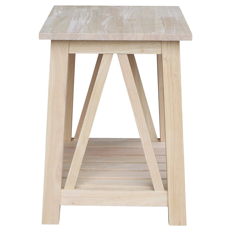 International Concepts Surrey Solid Wood End Table with Shelf - Unfinished