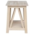 International Concepts Surrey Solid Wood End Table with Shelf - Unfinished