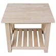International Concepts Surrey Solid Wood End Table with Shelf - Unfinished