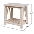 International Concepts Surrey Solid Wood End Table with Shelf - Unfinished