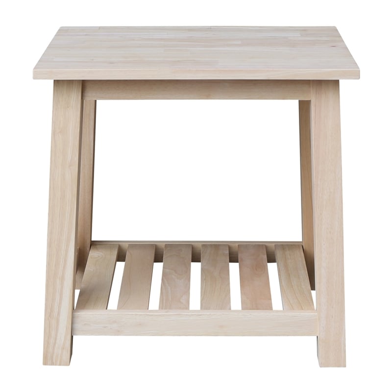 International Concepts Surrey Solid Wood End Table with Shelf - Unfinished
