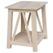 International Concepts Surrey Solid Wood End Table with Shelf - Unfinished