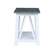 Surrey Solid Wood End Table with Shelf in White/Heather Gray