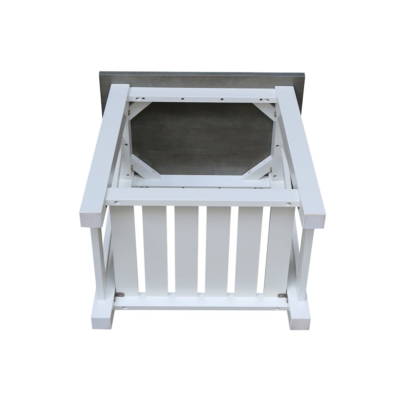 Surrey Solid Wood End Table with Shelf in White/Heather Gray