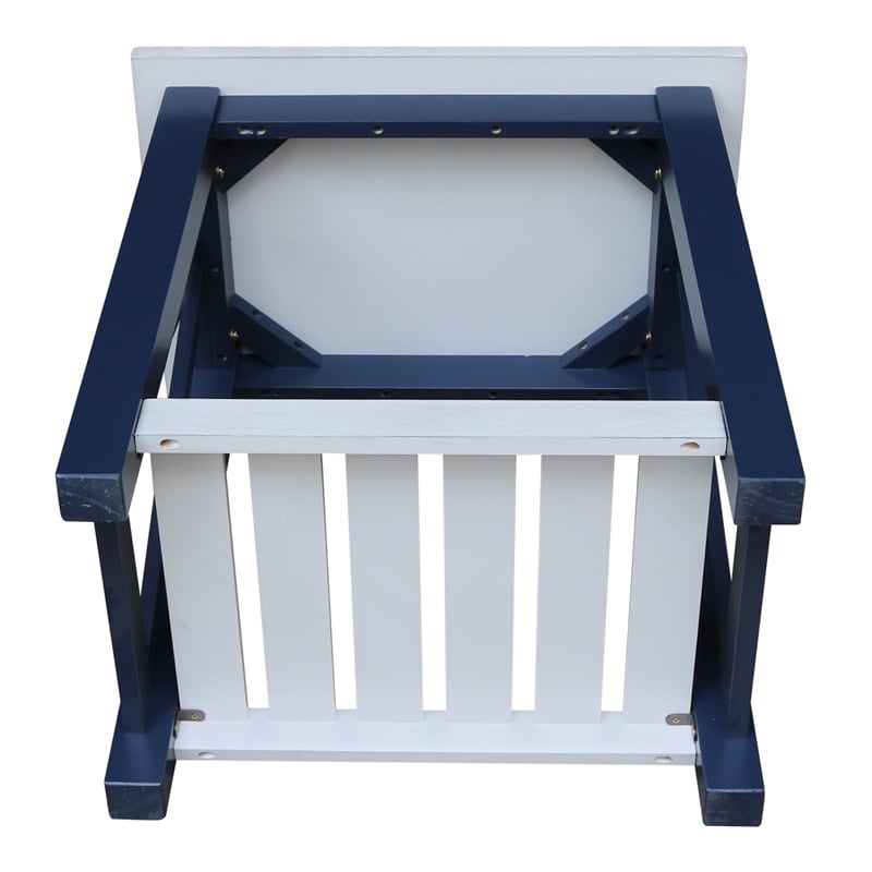 Surrey Solid Wood End Table with Shelf - Blue/Antiqued Chalk