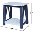 Surrey Solid Wood End Table with Shelf - Blue/Antiqued Chalk