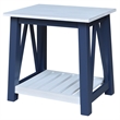 Surrey Solid Wood End Table with Shelf - Blue/Antiqued Chalk