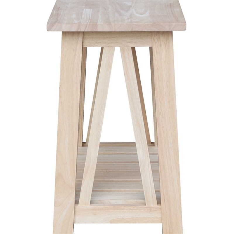 International Concepts Surrey Solid Wood Side Table with Shelf - Unfinished