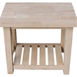 International Concepts Surrey Solid Wood Side Table with Shelf - Unfinished