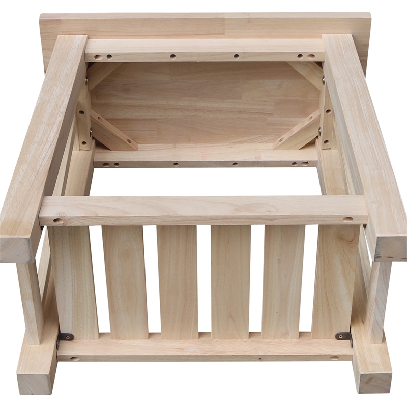 International Concepts Surrey Solid Wood Side Table with Shelf - Unfinished