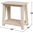 International Concepts Surrey Solid Wood Side Table with Shelf - Unfinished