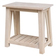 International Concepts Surrey Solid Wood Side Table with Shelf - Unfinished