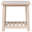 International Concepts Surrey Solid Wood Side Table with Shelf - Unfinished