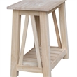 International Concepts Surrey Solid Wood Side Table with Shelf - Unfinished