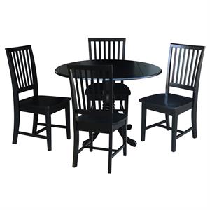 42 in. Dual Drop Leaf Table with 4 Slat Back Dining Chairs - 5 Piece Dining Set