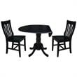 42 in. Dual Drop Leaf Table with 2 Slat Back Dining Chairs - 3 Piece Dining Set
