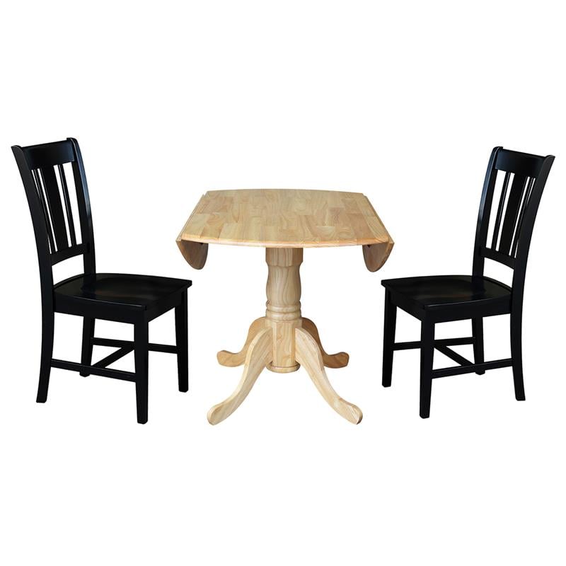 42 in. Dual Drop Leaf Table with 2 Splat Back Dining Chairs - 3 Piece Dining Set