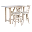 Bar Height Table With 2 Cross Back Swivel Bar Stools - 30 in. Seat Height