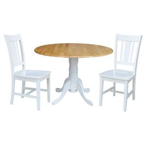 42 in. Dual Drop Leaf Table with 2 Splat Back Dining Chairs - 3 Piece Dining Set